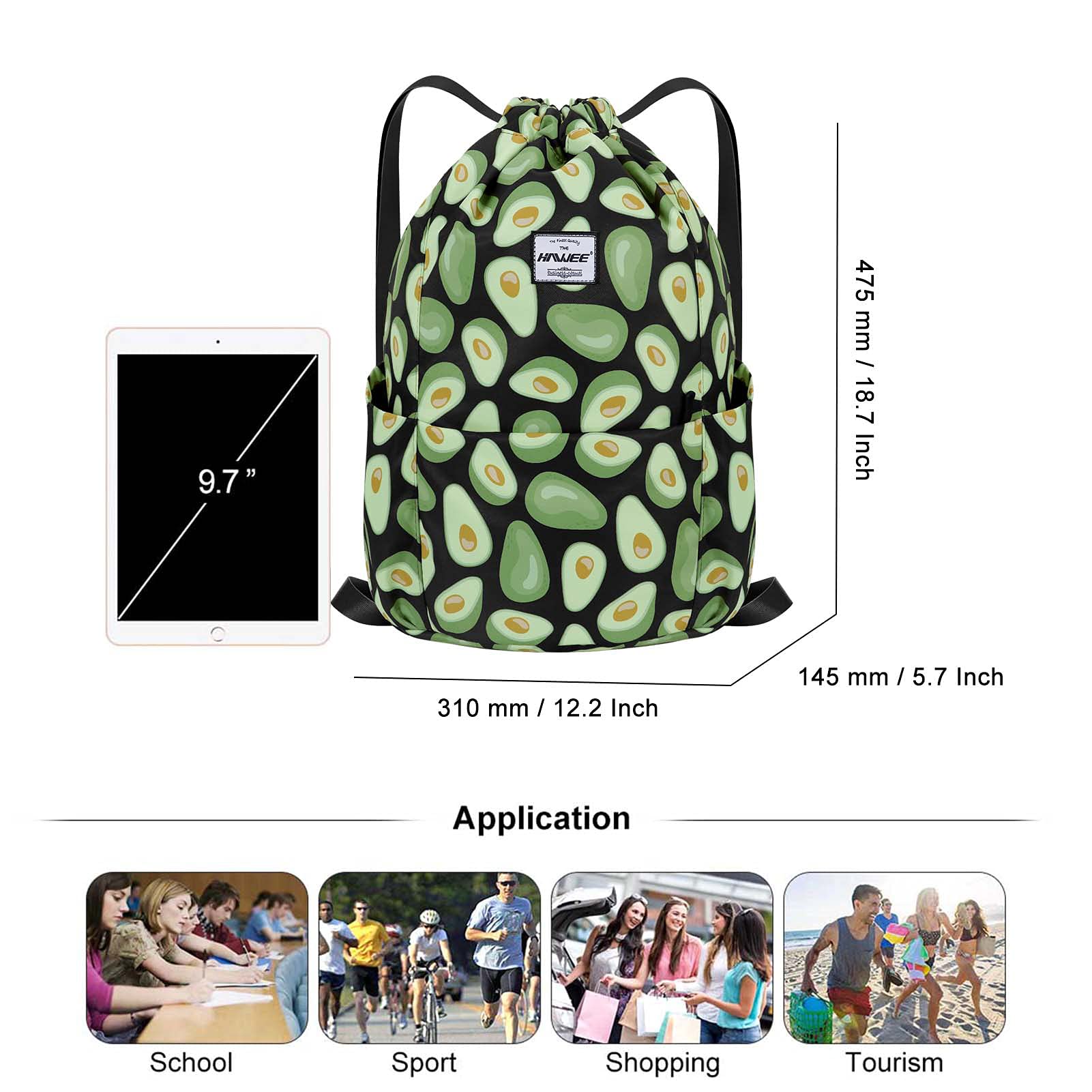 Impermeable Casual Mochila con Cordón Grande Deporte Bolso de Gimnasia | Mochila de Cuerda Unisex para Mujer Hombre Vida Cotidiana Aire Libre Yoga Escuela Playa Nadar