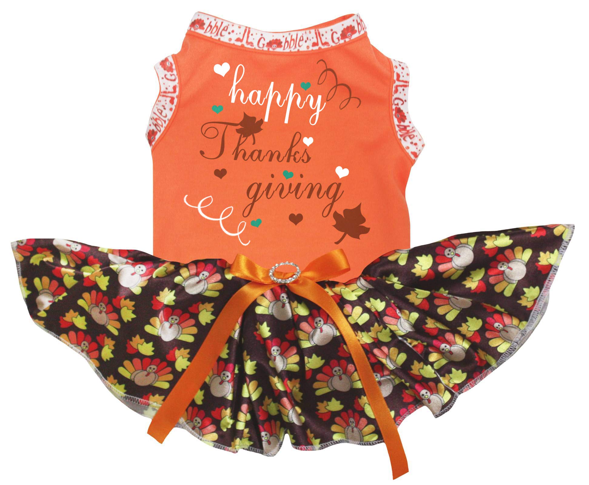 Robe pour chien pour fêter Thanksgiving ensemble Happy Thanks Giving orange XS