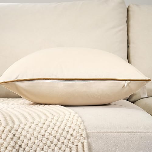 Miniatura 9 de Aeckself Paquete de 2 fundas de almohada lumbar de terciopelo negro puro, modernas, de lujo, decorativas, con borde dorado, cómoda, suave y sólida,