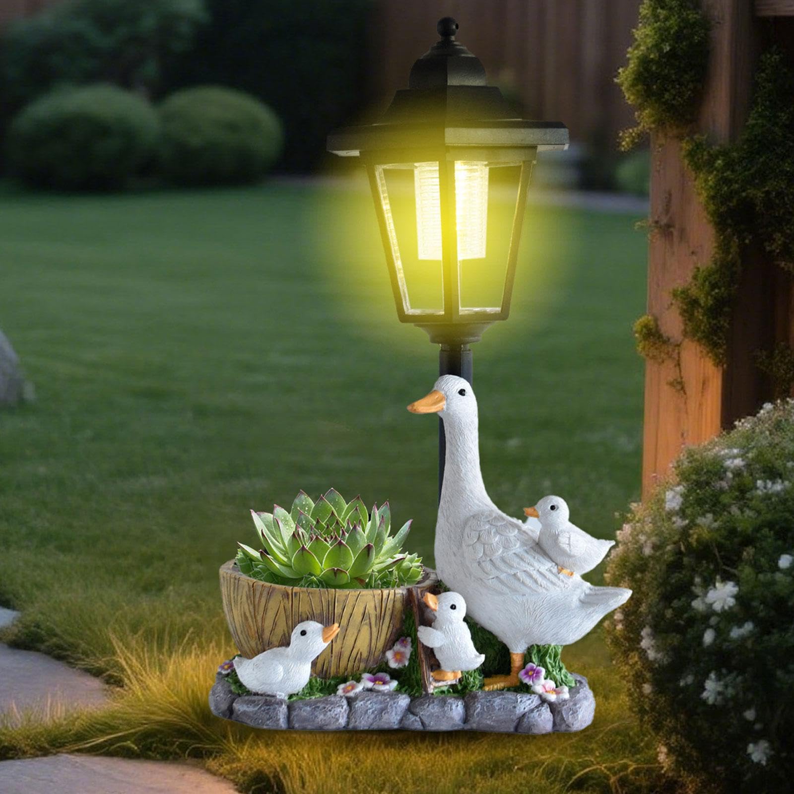 KESOTO Statua da Giardino con Luci Solari, Regalo, Figura Animale per Giardino,