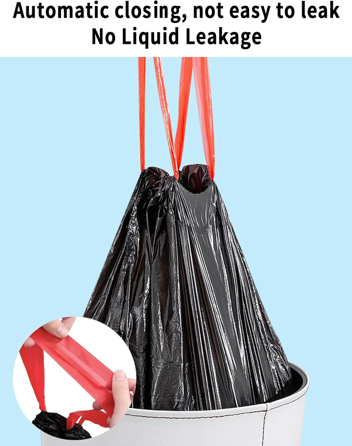 4 Gallon Trash Bags - Drawstring small trash Bags for Bathroom, Kitchen, Bedroom, Office, 200Count, Durable & Thick Trash Bag 4 Gallon black Trash Bags
