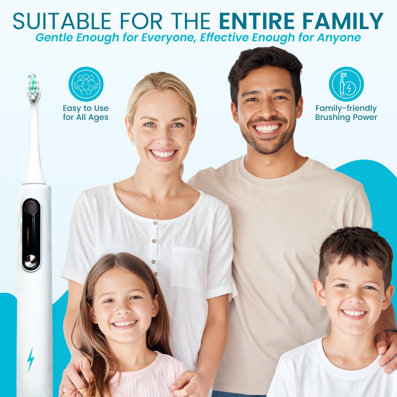 Blast Toothbrush Bundle – Rechargeable Toothbrush with Smart Timer + 4 Brush Heads (2 Attached + 2 Replacement) – Waterproof, Gentle, Effective Oral Care Set