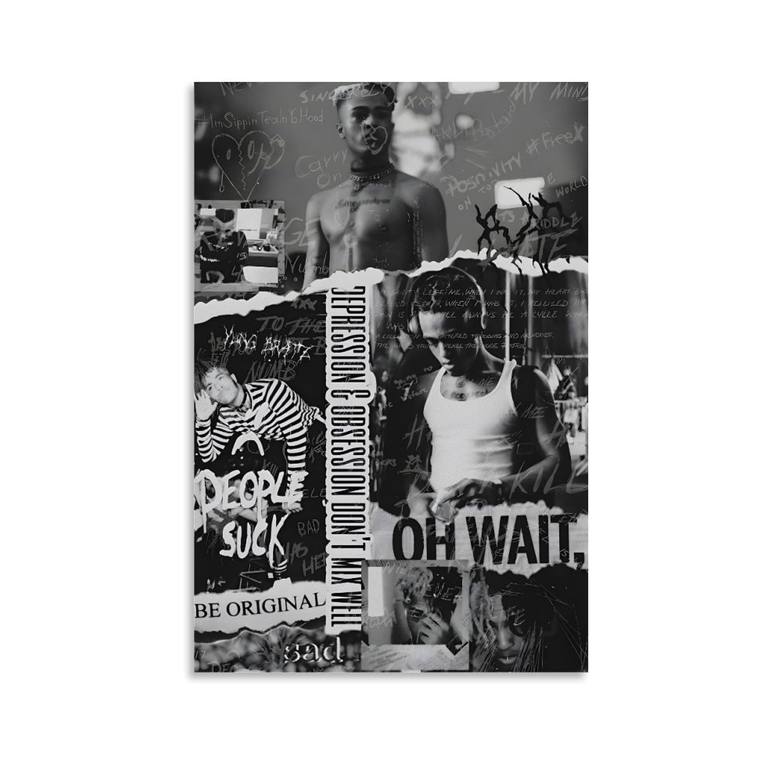 Pokkmnjb Unframe-Style Xxxtentacion Rapper Posters Aesthetic Canvas Wall Art Print Home Decor For Bedroom Living Room08x12inch(20X30cm)