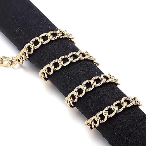 Vista 35 de N/C Cadenas de aluminio de 15 pies de eslabones de perlas de imitación, cadena de eslabones trenzados, cadenas de cable cruzado con colgante de 0