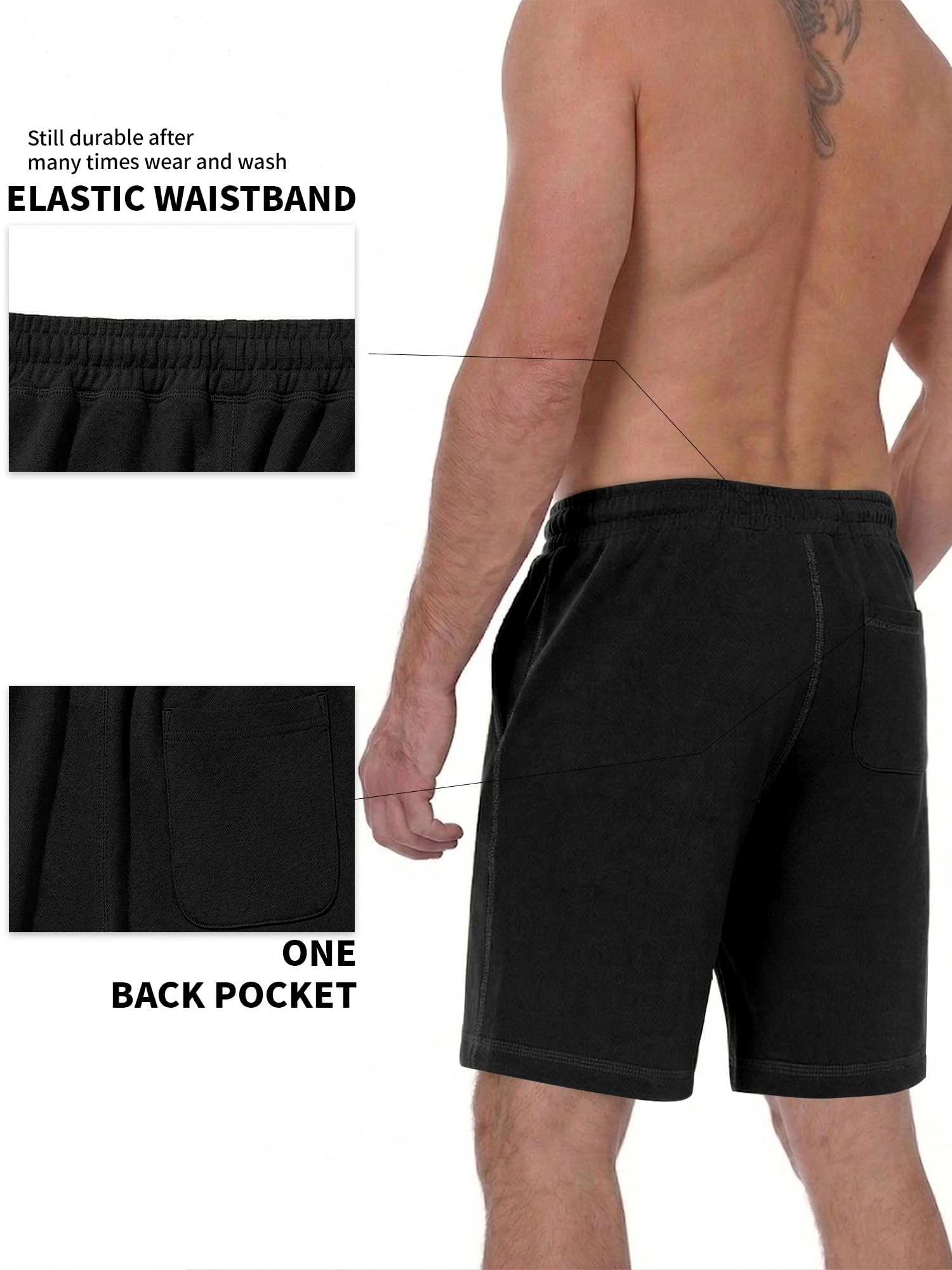 Men's 9'' Shorts Casual Athletic Summer Cotton Sweat Shorts with Drawstring S-2XL - 5