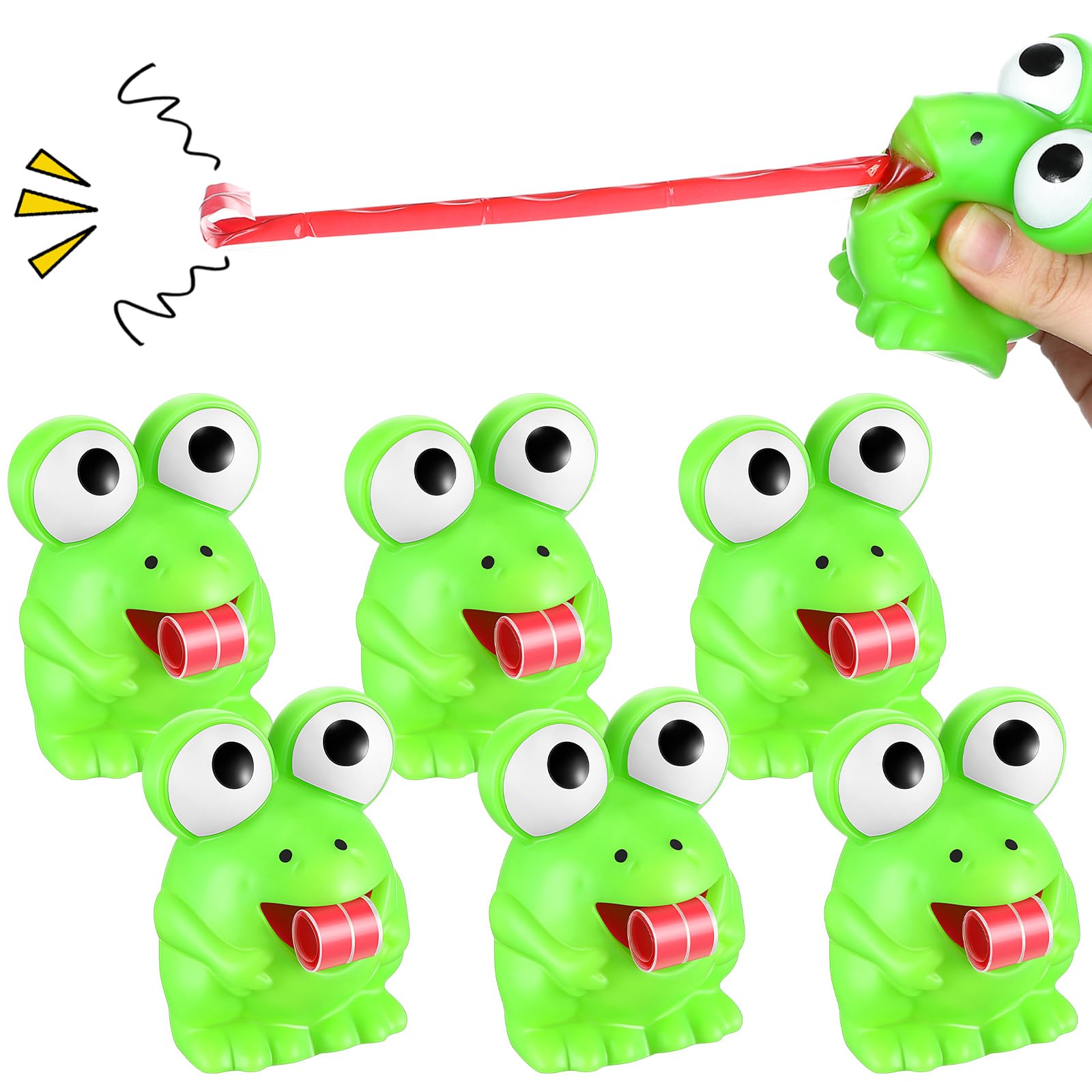 RoundFunny 12 Pcs Rubber Frog Toys Tongue Sticking Out Novelty Relief Squeeze Toys Frogs Stress Screaming Party Favors Decor Passover Frog Stress Ball