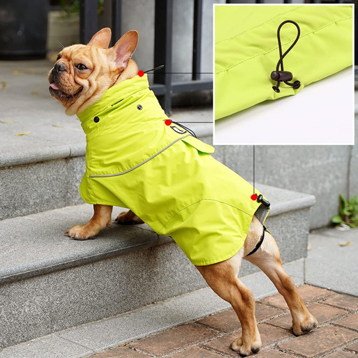 Adjustable High Collar Waterproof PET Raincoat Nylon Dog Rain Jacket Hood for Outdoor Use Suitable for Small to Medium Breeds