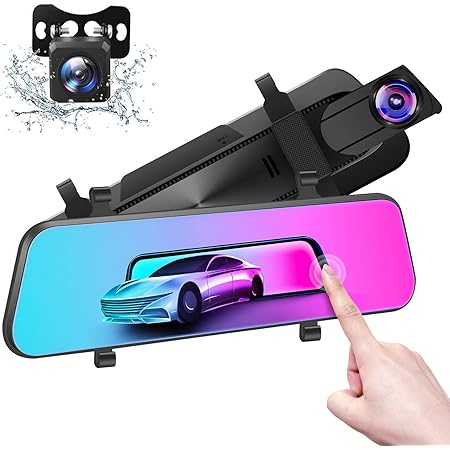 DMYCO 10'' 2.5K Mirror Dash Cam Backup Camera for Cars [GPS Version], Front and Rear View Dual Lens, Super Night Vision, Parking Assistance, Emergency Recording with Sony Starvis Sensor