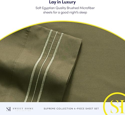 Vista 274 de Juego de sábanas extrasuaves de tamaño queen, ropa de cama transpirable y lujosa con correas elásticas integradas para las esquinas, colección