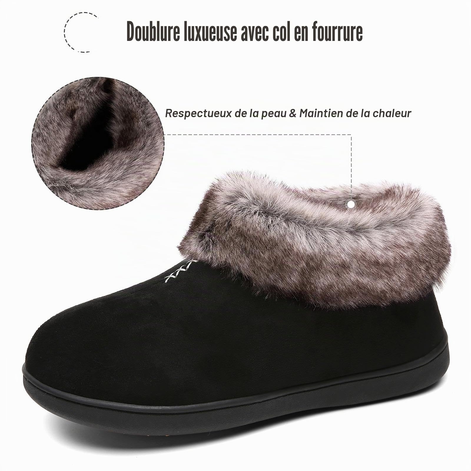 Mishansha Chaussons Femme Hiver Chaud Fourrés Pantoufles Mousse Mémoire Gr.36-43