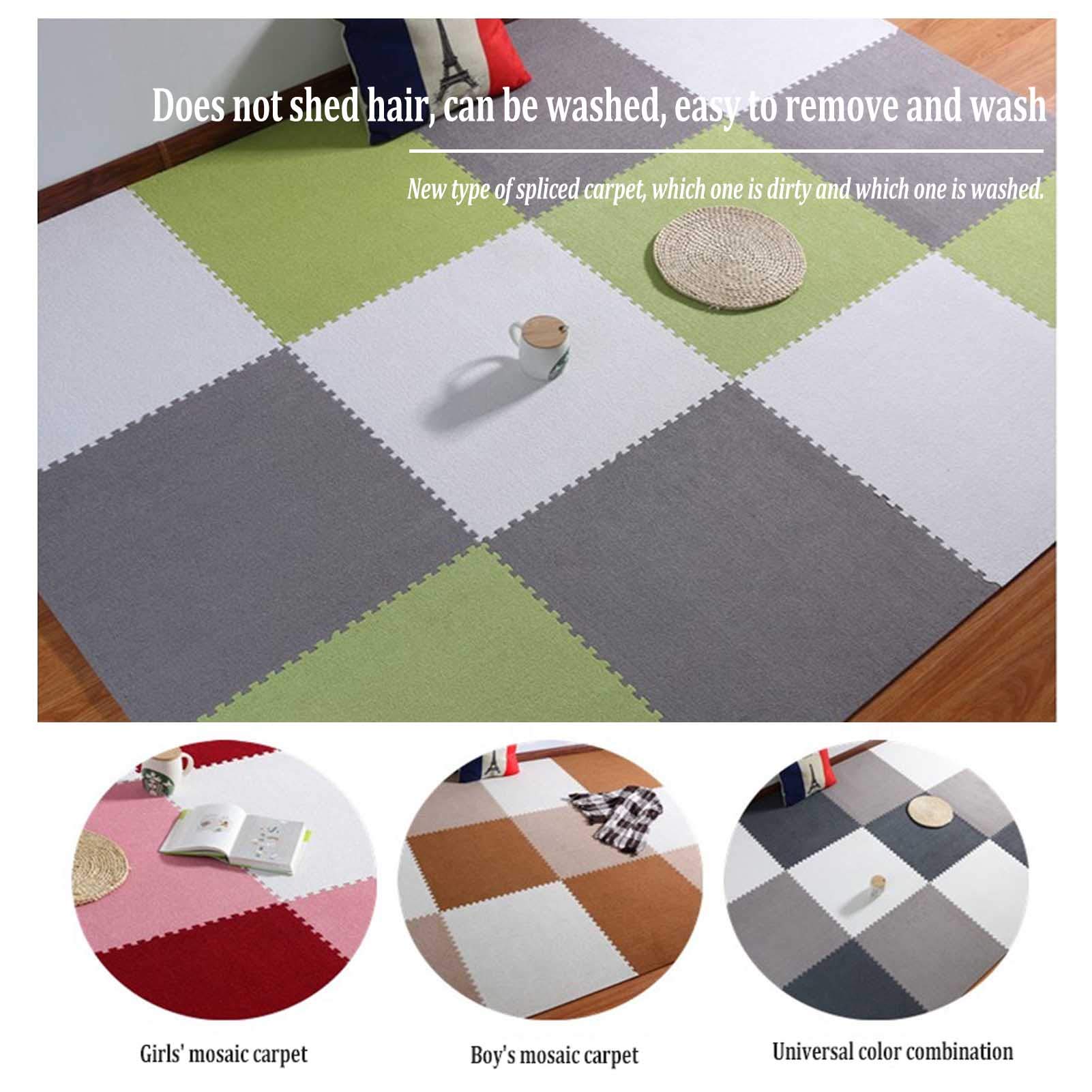 Alfombrilla De Espuma para Niños, Alfombrilla De Felpa Rompecabezas Espuma EVA con Bordes, Protección Suelos, Garaje, Ejercicio, Yoga, Sala Juegos,Dark Blue+Blue,30