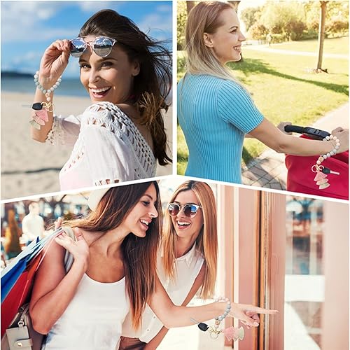 Miniatura 6 de Llavero de cuentas con borla, pulsera de silicona para llavero, bonita pulsera bohemia para mujer