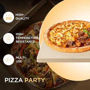 15x12 Inch Cordierite Pizza Stone for Oven and Grill, Heavy Duty Rectangular Baking Stone for Pizza, Bread and Cookies