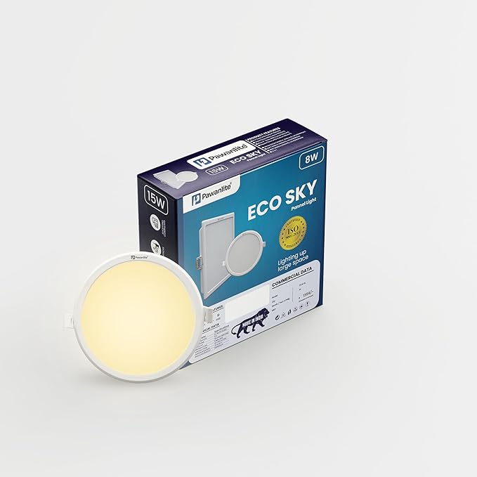 Pawanlite ECO Sky LED Light, 8W, Cool Daylight, Warm White, Natrual White in Round and Square Shape nd 3 in 1 (Natural White, Round)