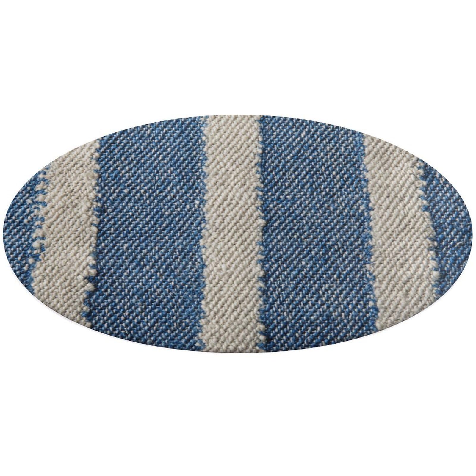 Grand tapis rond moderne bleu et blanc de 90 cm antidérapant