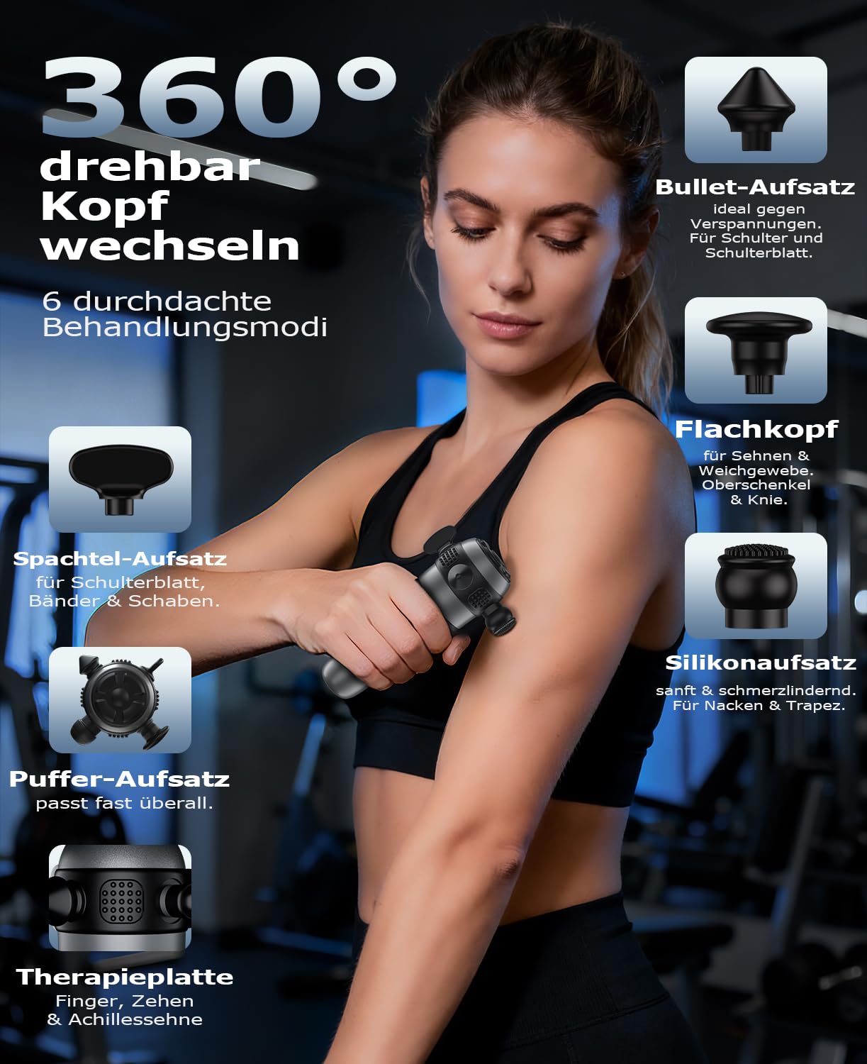 HYAKO Mini Massagepistole Therapie massagegerät massage Tiefe Gewebe Mit 9 Massageköpfen Tiefenmassage für Vibrieren Faszien & Muskel 4 Geschwindigkeiten Ultra-Leise 丨geschenke für Männer & Frauen