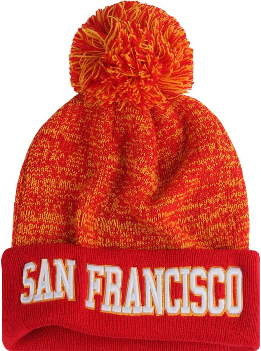 Football Beanie Hat for Men and Women Super Soft Pompom Knit Cap Winter Skullcap Toque