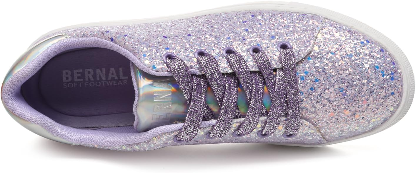 Bernal Women Glitter Sneakers Fashion Shiny Sparkle Sneakers Lightweight Rubber Outsole Non Slip Lace Up Walking Shoes - Image 6
