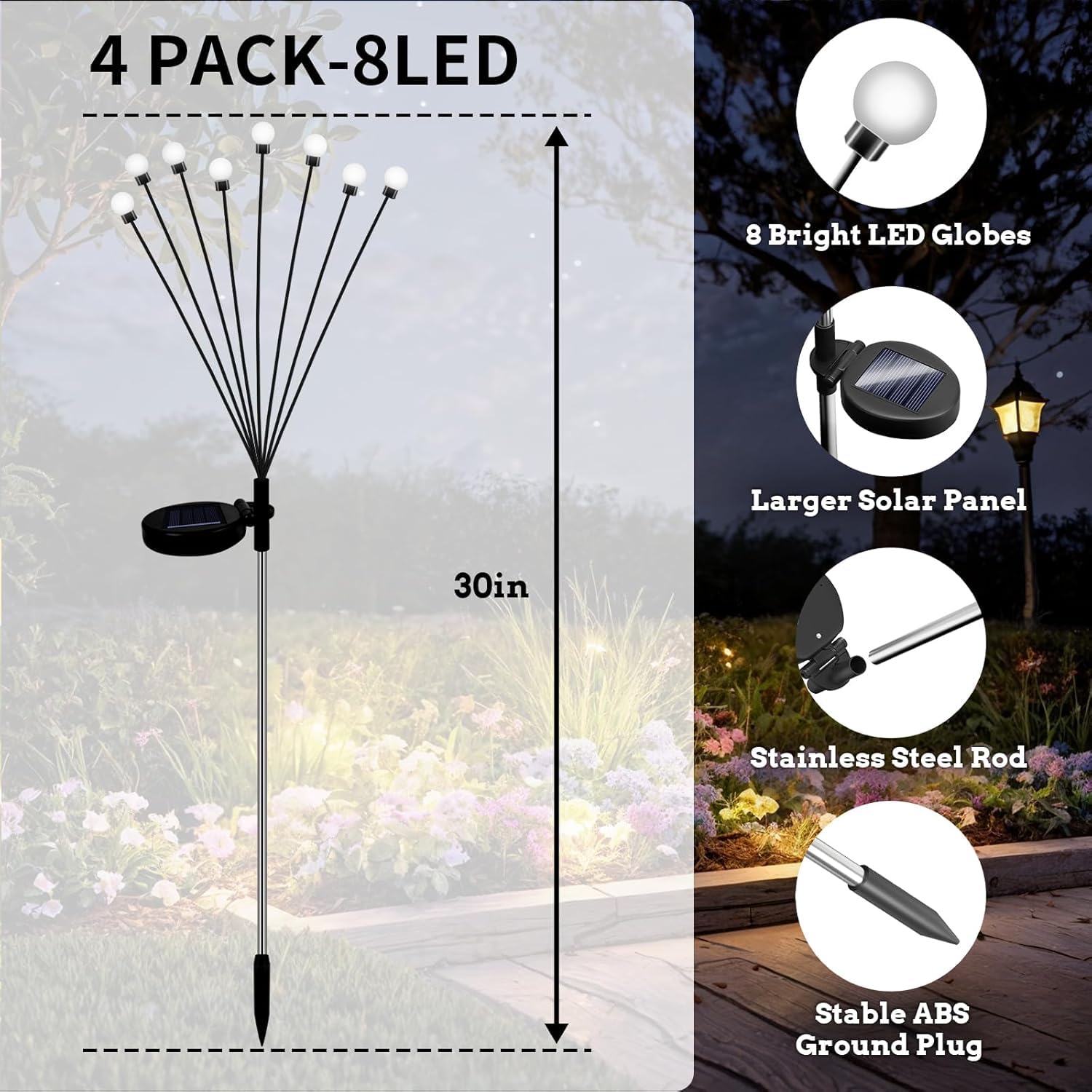 Luces Solares de Luciérnaga, Luz Solar Exterior Jardin, LED Lámparas Luciérnagas, Impermeable Luces para Patio, Lámparas Solares para Exterior y Jardin