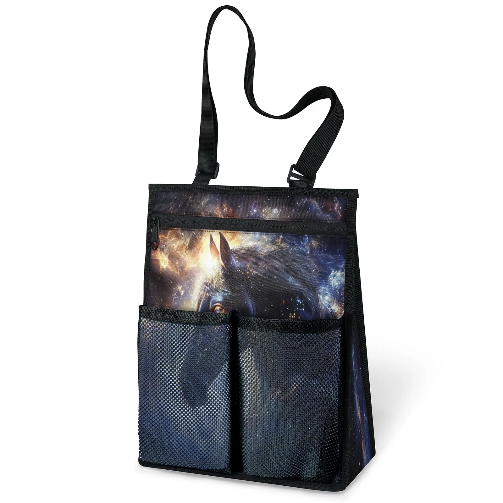 Ourtheme Galaxy Horses Portable Shower Bag for Travel Gym Camp Beach Tote Shower Caddy Bags Hanging Toiletry Organizer