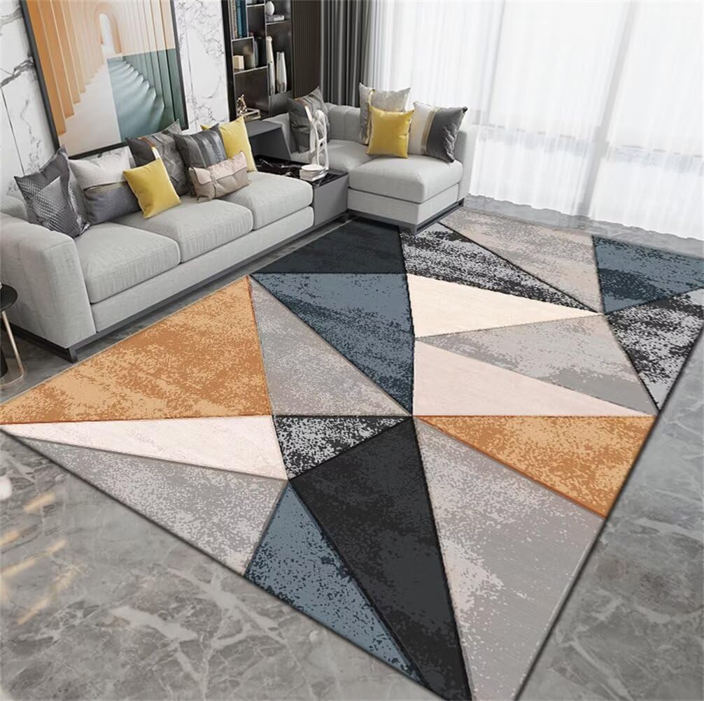 Tapis chambre ado garçon 250x300cm résistant à l'usure au design géométrique