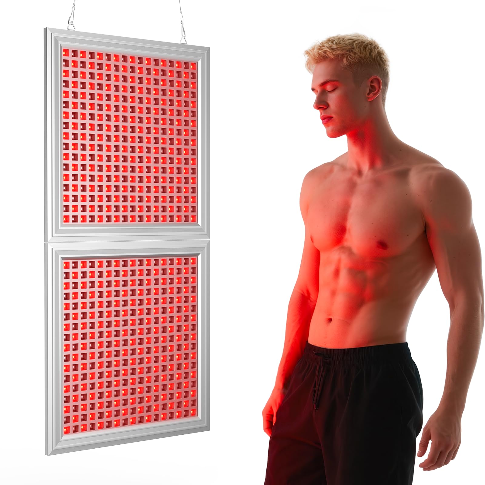Lámpara de Luz Roja, Lámpara Infrarroja Combinada 660 nm y 850 nm, Panel de Luz Roja con 578 LED y Temporizador, para Cara, Cuerpo, Músculos y Espalda