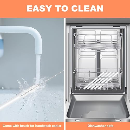 Miniatura 6 de CampTek Pajitas de repuesto compatibles con botellas de agua YETI Rambler de 36 onzas, el juego de accesorios incluye 5 popotes sin BPA, 1 cepillo