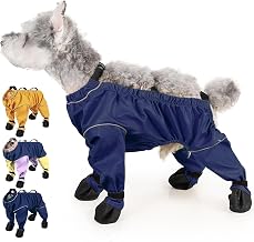 Dog Snow Boots with Suspenders,Anti Dirt Waterproof Dog Pants with Reflective Straps for Small to Medium Dogs,Winter Shoes with Paw Protectors,One-Piece Design and Open-Seam for Convenient Excretion