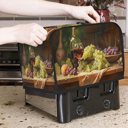 Miniatura 7 de Cubierta moderna para tostadora de uvas de vino tinto, protección de 2 rebanadas contra el polvo y las huellas dactilares, fundas para pan, fundas