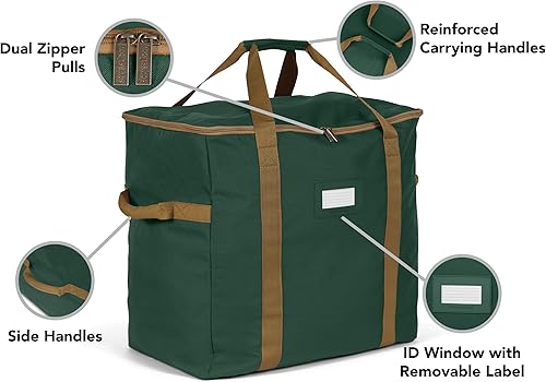 Vista 75 de Covermates Keepsakes Rolling Treasurekeeper Storage Bag - Carrying Handles, ID Window, Dual Wheels - Holiday Storage, Green