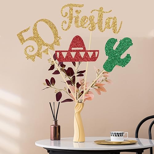 Miniatura 5 de Fiesta 50th - Palitos de mesa para fiesta mexicana, centro de mesa de fiesta mexicana, centro de mesa de fiesta de aniversario de 50 años,