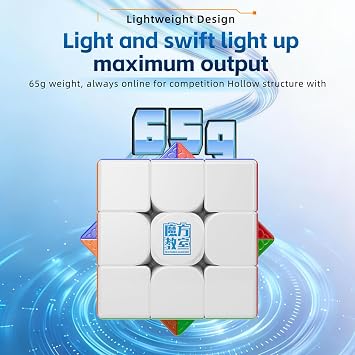 Moyu 3m V2 3x3 Magnetic Cube Moyu Cube Meilong Speedcube Stickerless Magic Cubes with Stand - Fast Smooth Problem-Solving Brain Teaser Puzzle Toy for Kids & Adults