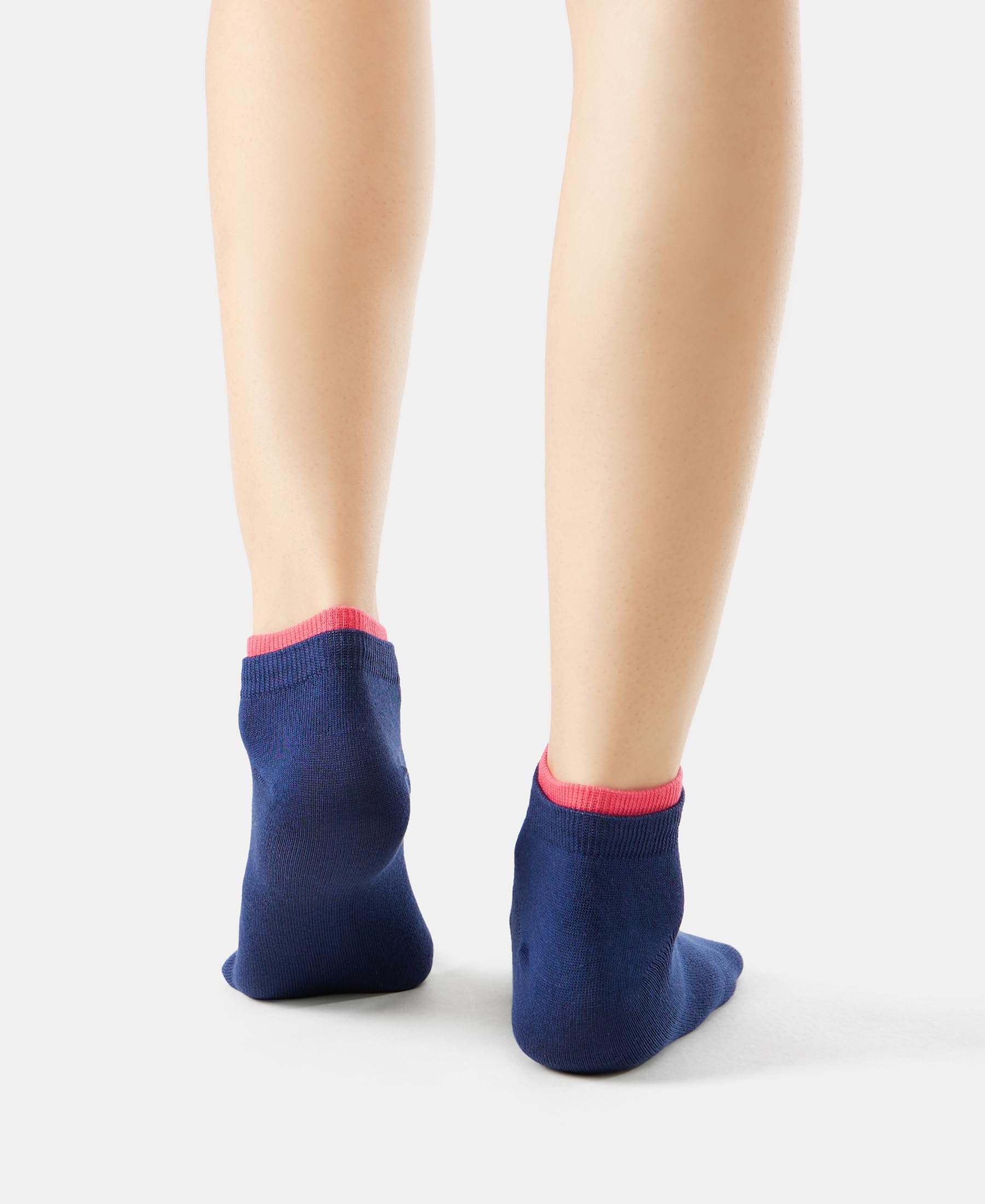 Jockey Women's Low Ankle Length Compact Cotton Stretch Socks with StayFresh Treatment (Pack of 2) 7491_Imperial Blue&Raspberry_Free Size - Image 5 thumbnail