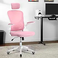 Cadeira de escritório ergonômica com estofado de mesh (Rosa)