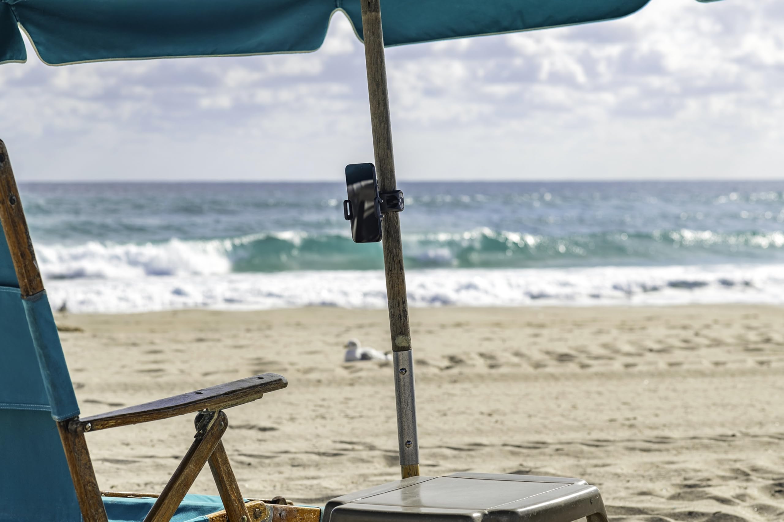 Phone Holder for Your Beach Pole Umbrella and Chairs - Securely Attaches Your Smart Phone to Your Beach Pole Umbrella (All Types) to Keep It Safe and Out of The Sand While Chillin' at The Beach