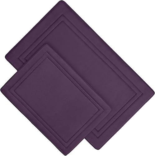 MICRODRY Alfombra de baño con marco de lujo de espuma viscoelástica de secado rápido (color iris, juego de 2 piezas)