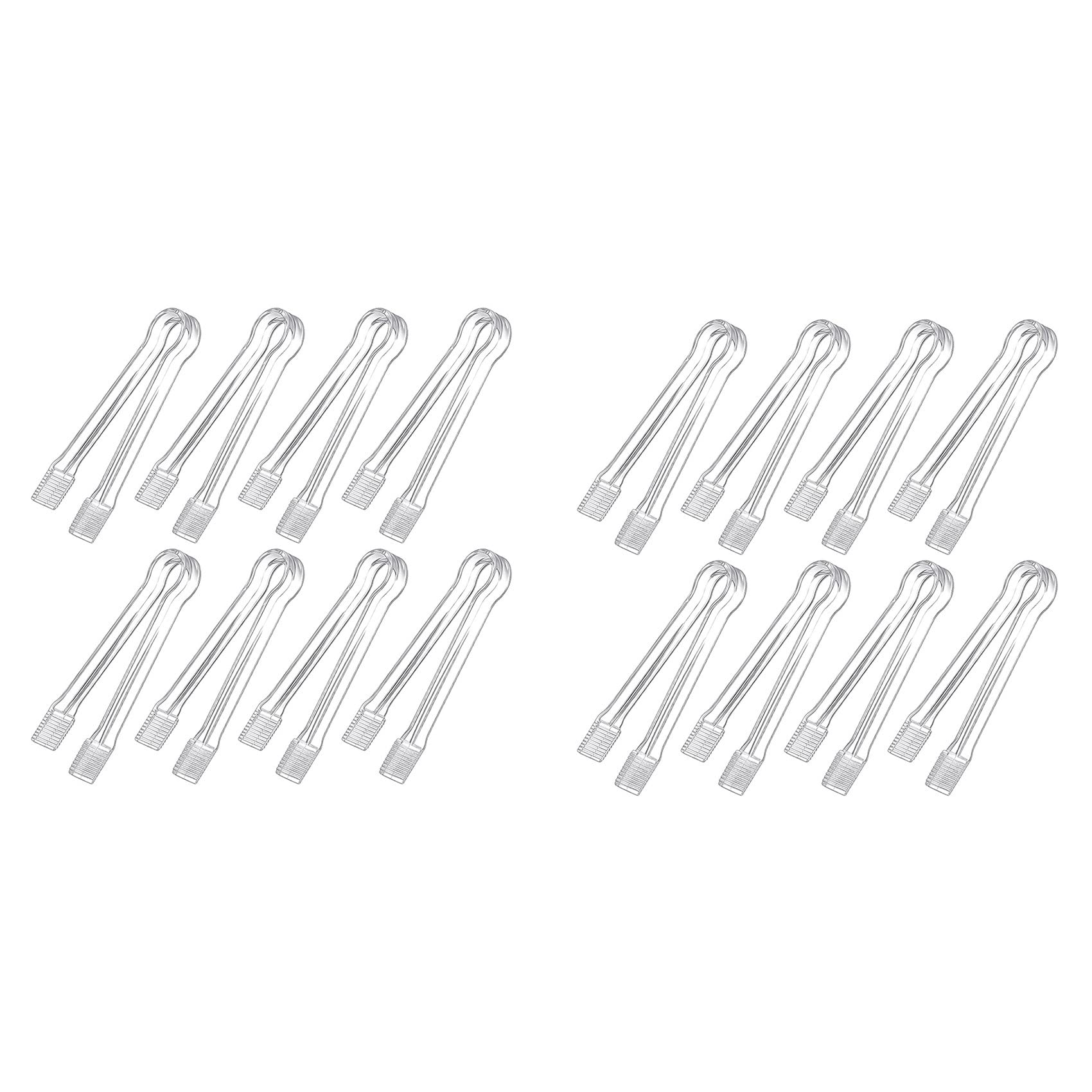 Hndhbfgrt 16 Pcs Plastic Buffet Serving Tongs Mini Serving Utensil Tongs Appetizers Tongs Clear Kitchen Tongs 6.3 Inch Small Ice