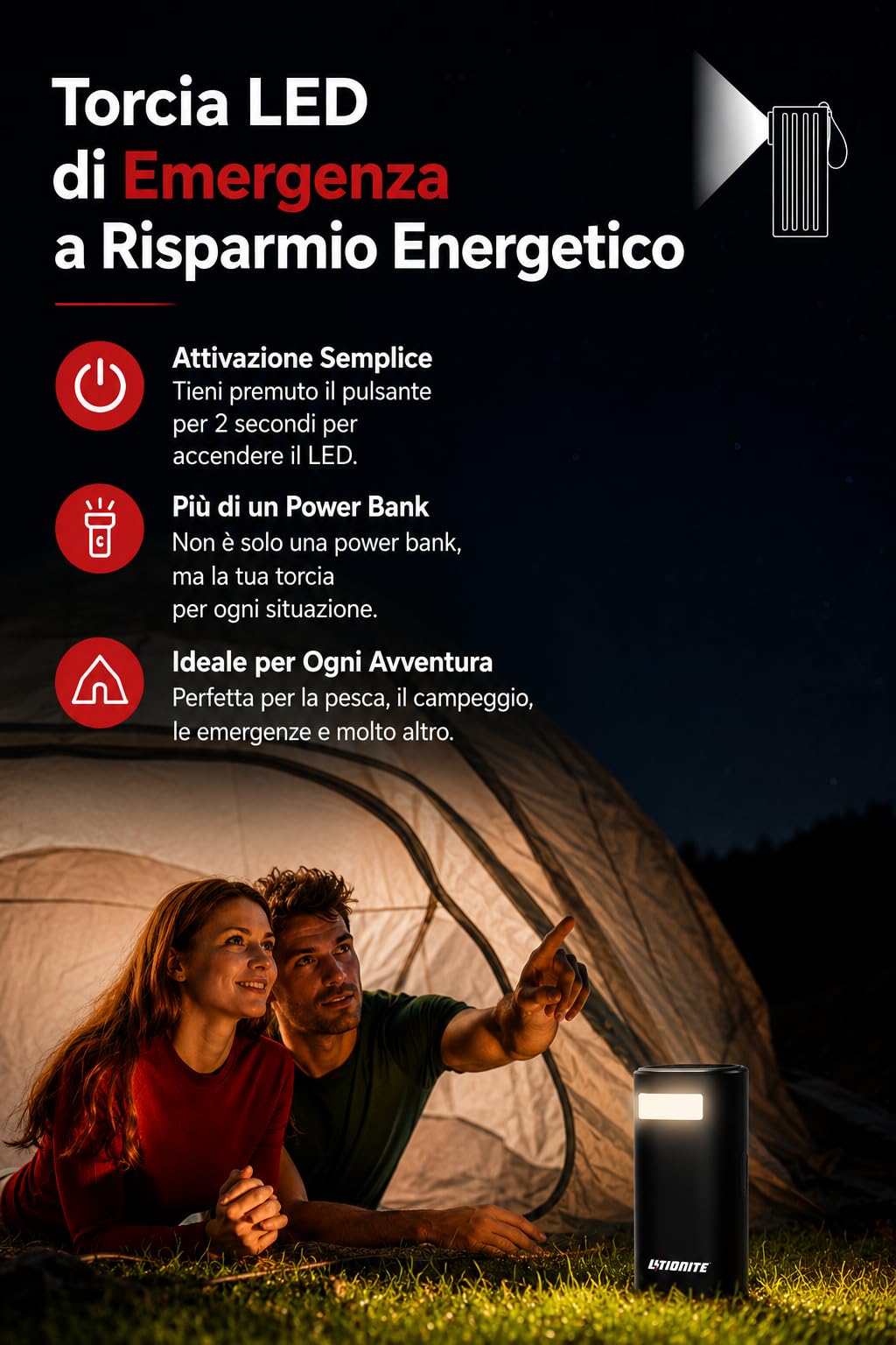 LITIONITE Titan Power Bank 60000mAh 200W per Notebook e MacBook, con doppia porta USB-C 100W PD3.0, Batteria Esterna LiFePO4 3000 Cicli, per Tablet, Nintendo Switch e Drone