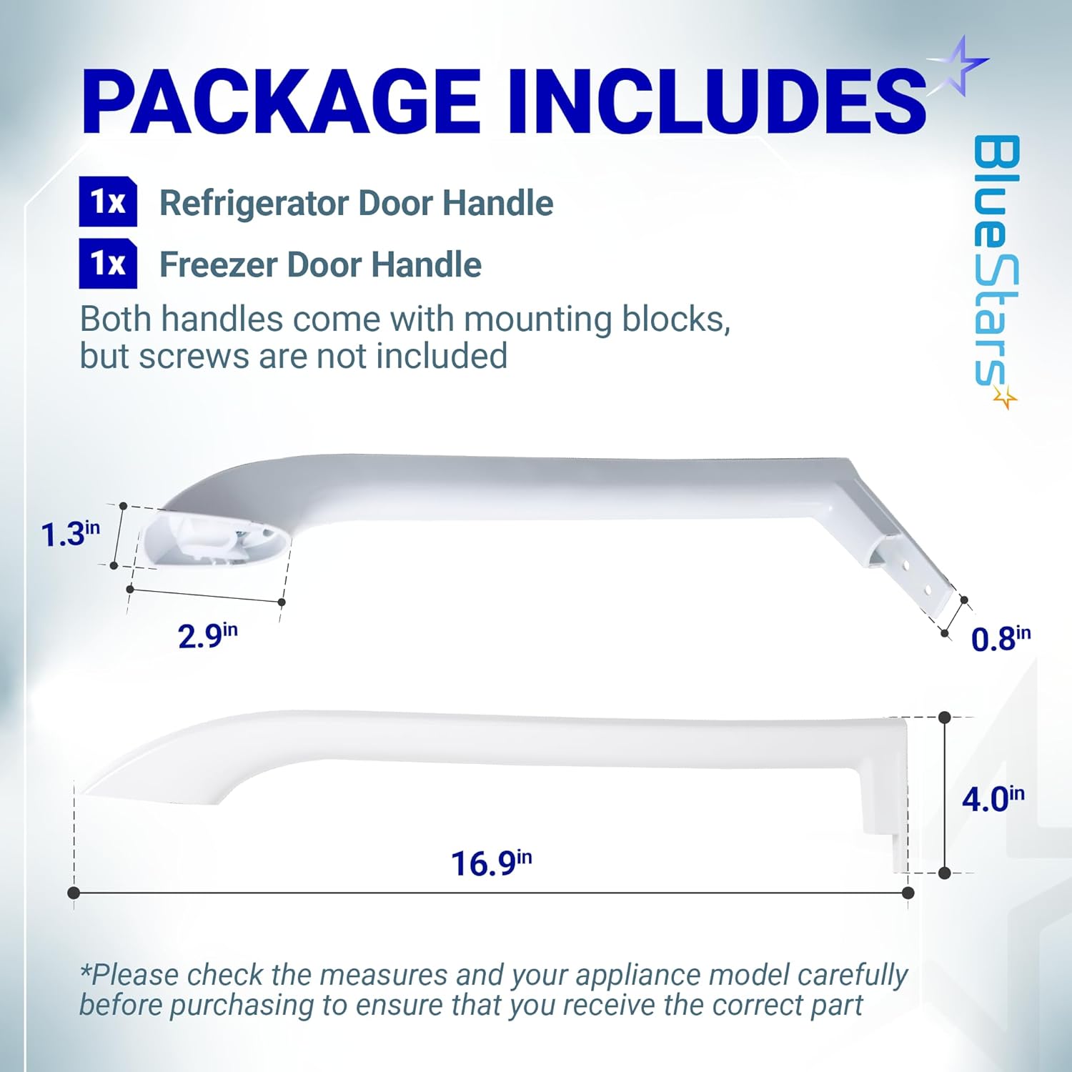 BlueStars 5304486359 5304506469 Refrigerator Door Handle Set - Compatible with Frigidaire Freezers - Replace Parts 5304504507, 242059501, 242059504 - Pack of 2