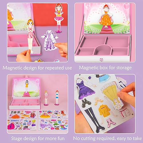 Miniatura 4 de Daniel Axel Muñeca de papel magnética para disfrazarse, juego de simulación de casa de muñecas, juguetes de viaje con imán para actividades en