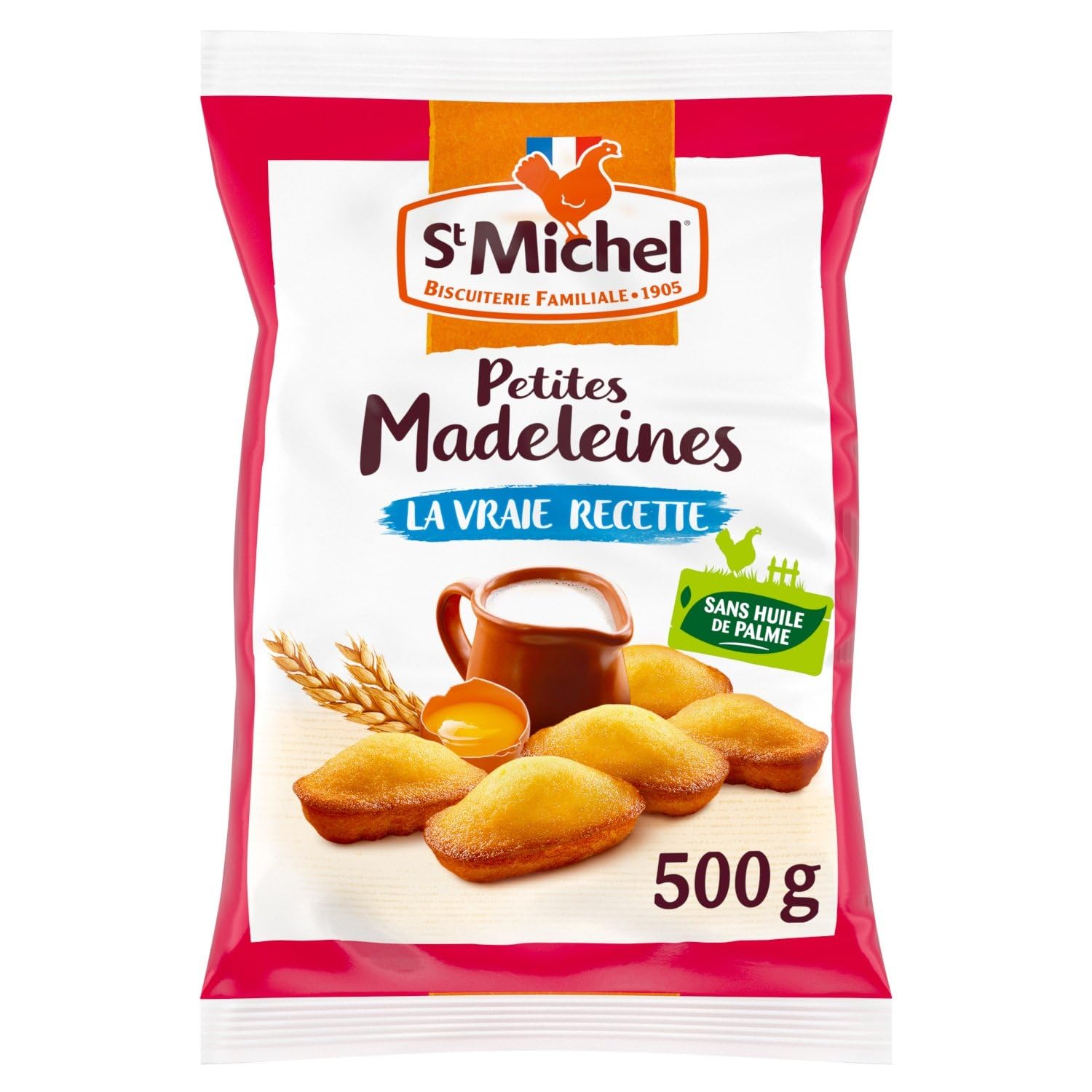 ST MICH. – Madeleines Moelleuses Nature, Plaisir Authentique et Léger, Sachet Familial 500g - Lot de 4 - vendu par Lot