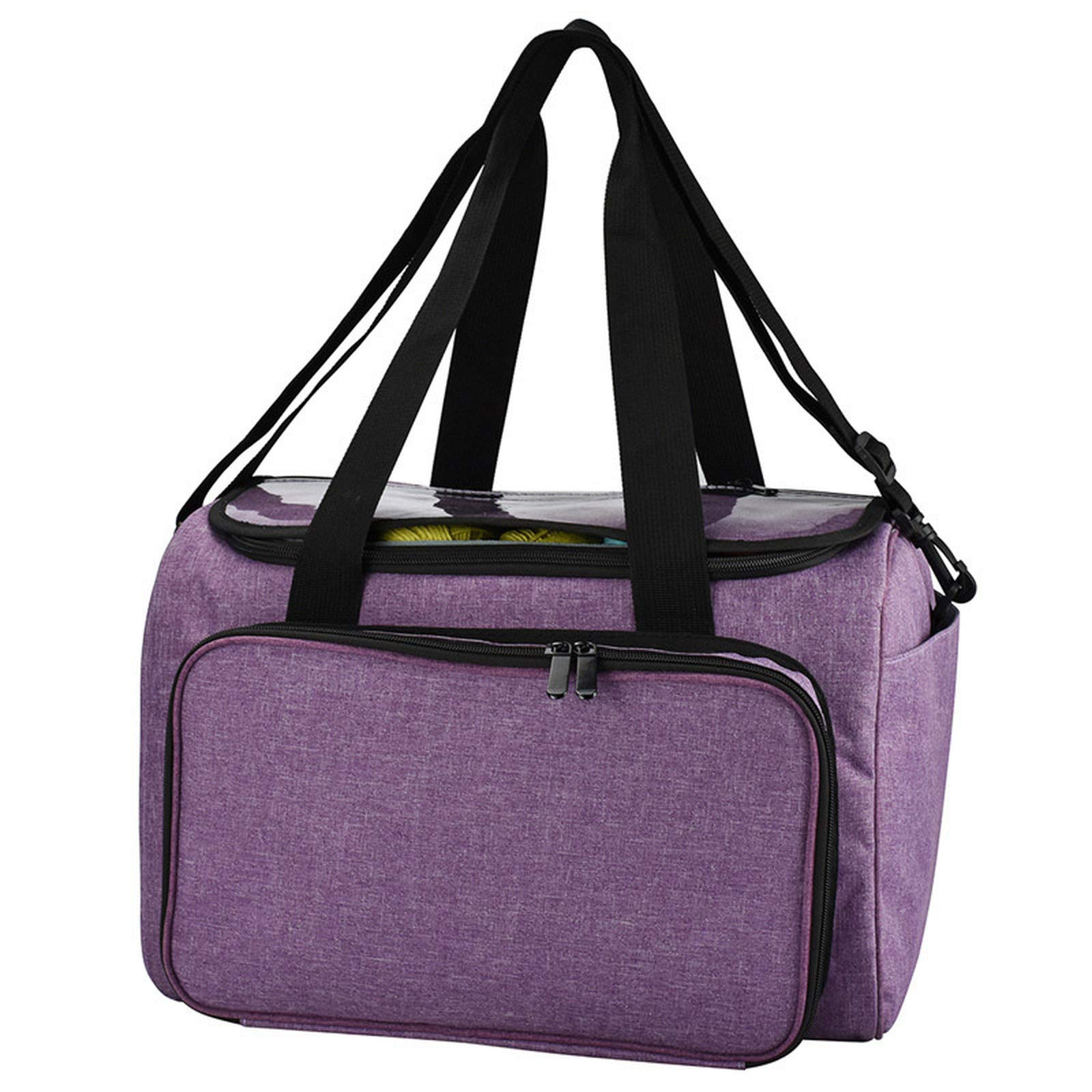 Bolsa de almacenamiento para tejer, portátil, para mujer, de lana, ganchillo, ganchillo, para hilo de hilo, organizador de costura, bolsa de punto (morado)