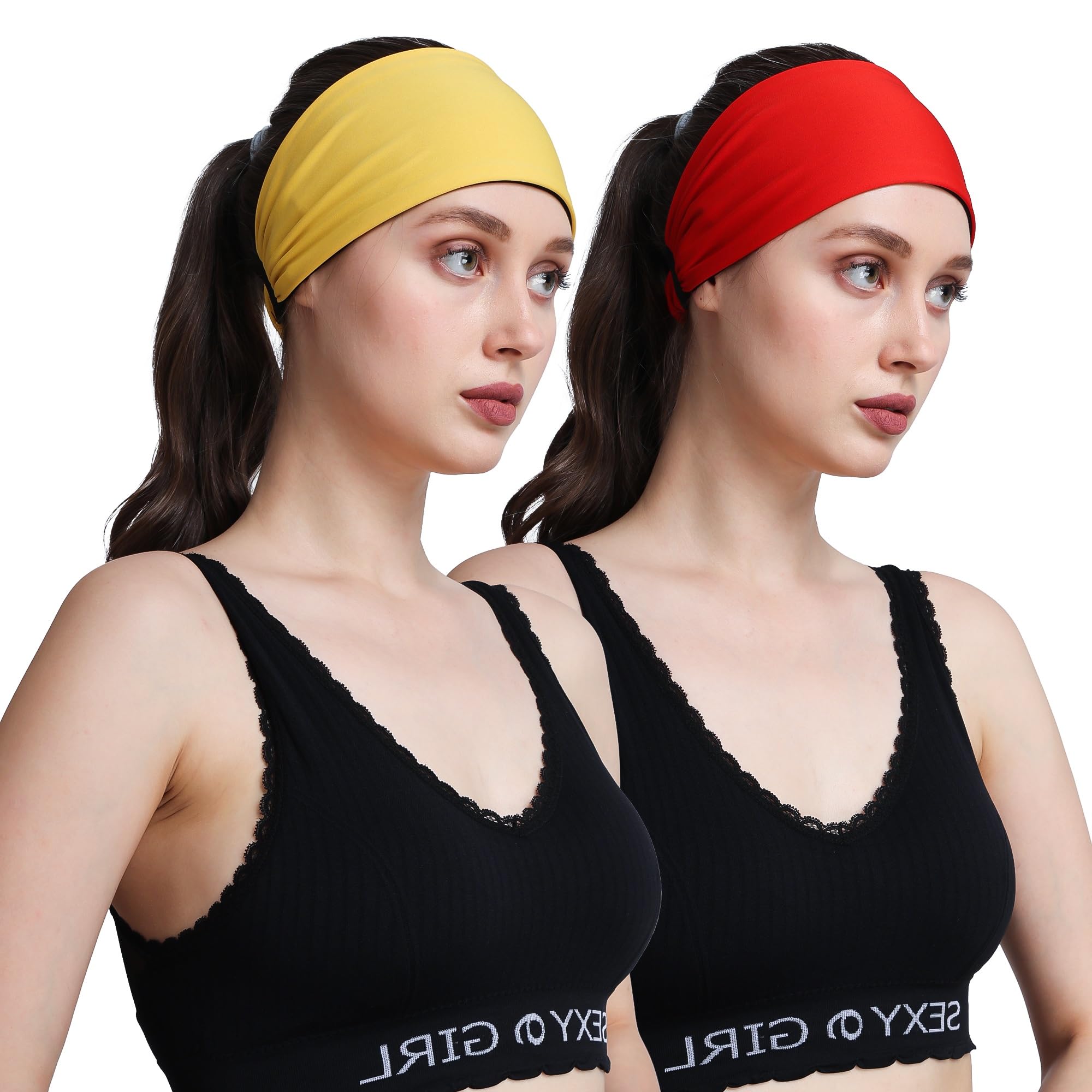 PAROPKAR Multi Sports Moisture Wicking Headband Sweatband Wristband Hairband for Gym Yoga Workout Outdoor Running Cycling Football Cricket for Men Women (Red Yellow)