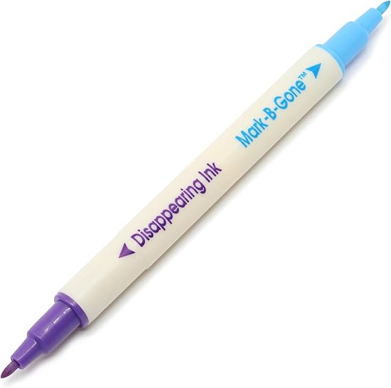 Dritz Dual Purpose Disappearing Ink & Mark-B-Gone, Marking Pen, Blue and Purple, 8.75 x 2.88 x 0.5 | Disappearing Ink & Mark-B-Gone Fabric Marking Pen