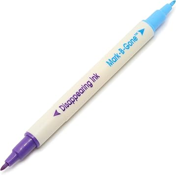 Dritz Dual Purpose Disappearing Ink & Mark-B-Gone, Marking Pen, Blue and Purple, 8.75 x 2.88 x 0.5 | Disappearing Ink & Mark-B-Gone Fabric Marking Pen