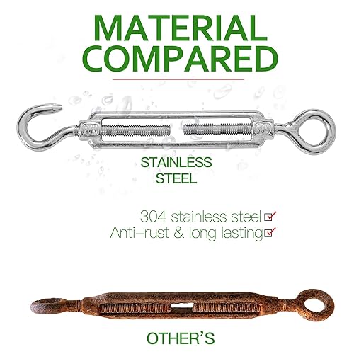 Miniatura 15 de Tensor de ojo y ojo M6, tensor de acero inoxidable 304 resistente tensión de cuerda de alambre 5 PC