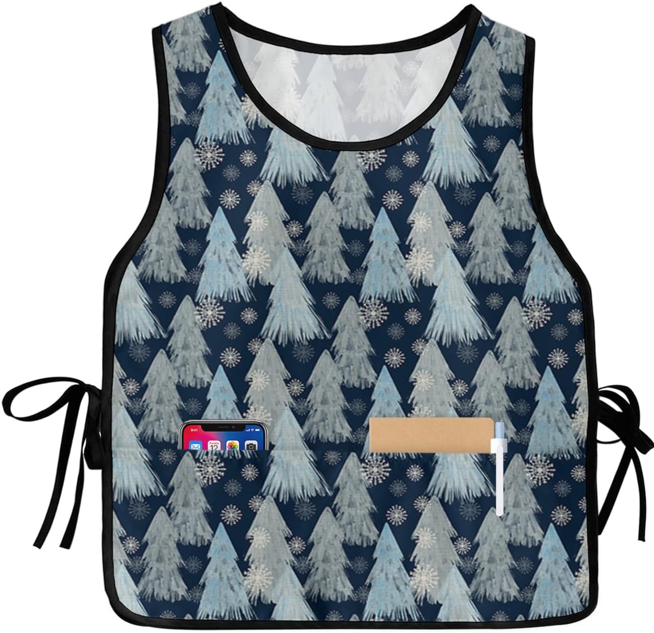 White Chic Pumpkin Cobbler Aprons with 2 Pockets Bib Thanksgiving Fall Greenery Eucalyptus Plant