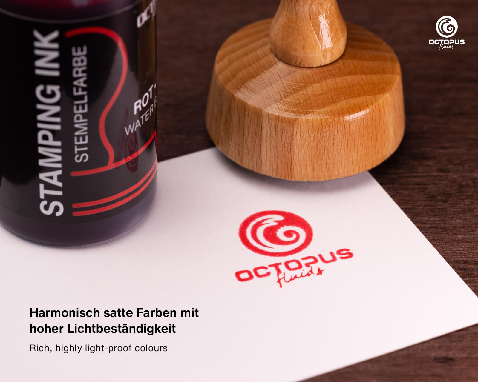 Octopus Tusz do stemplowania płynów, tusz do napełniania do poduszek do stempli i automatycznych urządzeń do tłoczenia, tusz do stemplowania 1000 ml, czerwony bez oleju