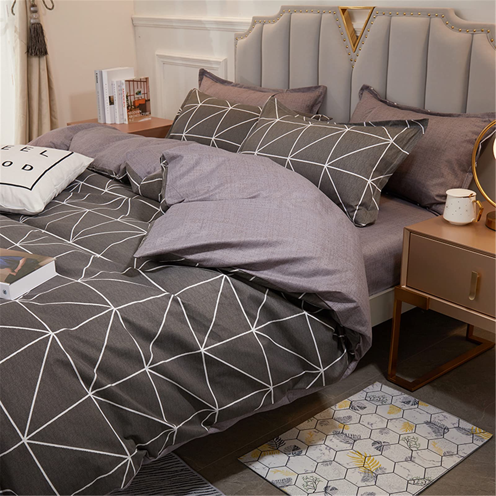 Sienna Set Biancheria da Letto, Microfibra di Poliestere, Grigio