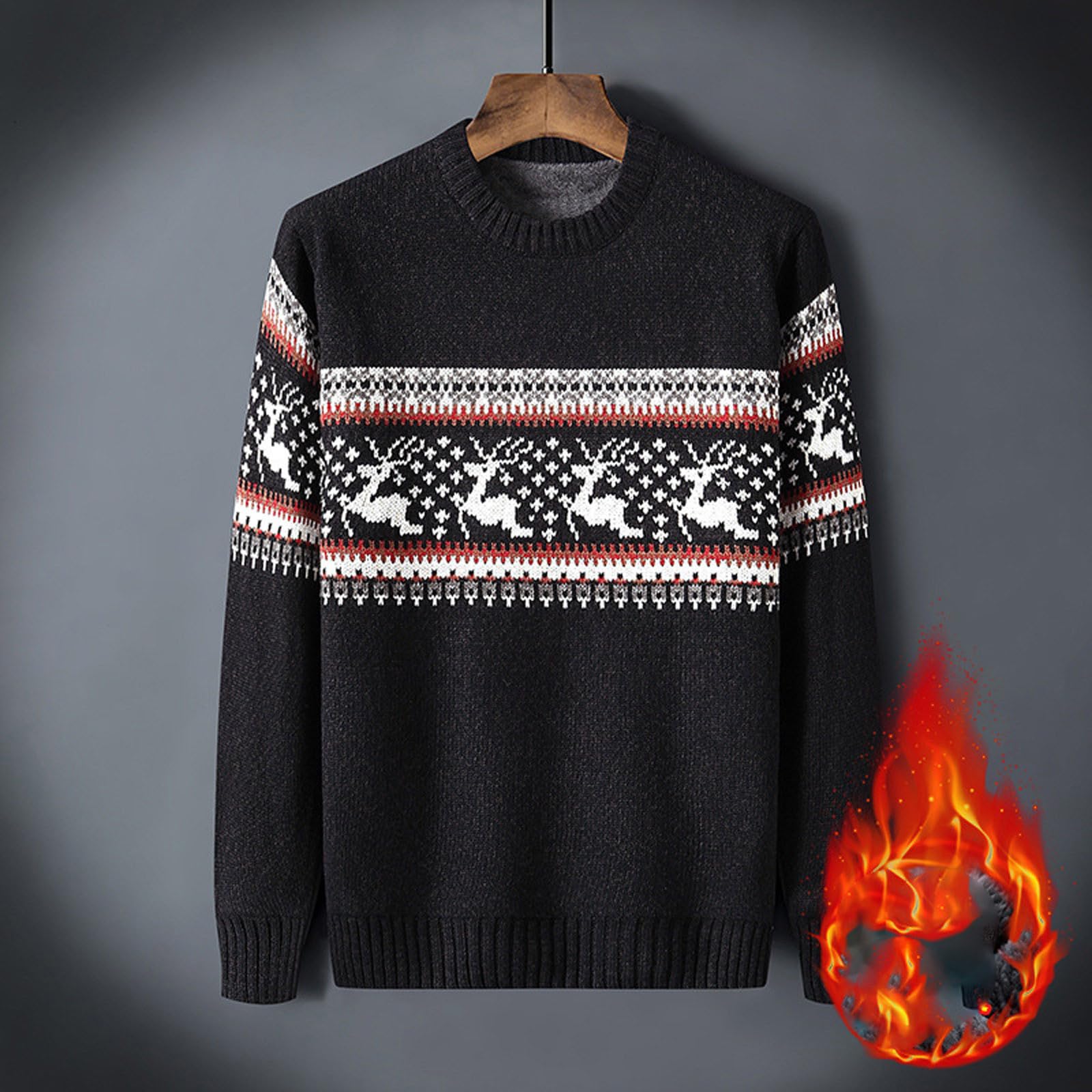 Generisch Jersey de Navidad para hombre cálido suéter de punto de Navidad suéter de cuello redondo suéter de punto de Navidad suéter de invierno suave suéter de Navidad suéter de ocio